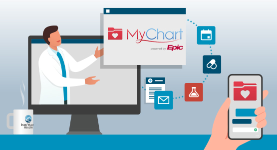 MyChart Logo on a desktop screen