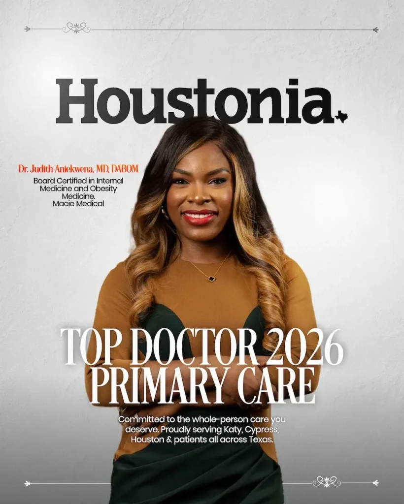 Dr. Judith Aniekwena, MD, DABOM, Houstonia Top Doctor 2026 in Primary Care, Macie Medical, Katy TX